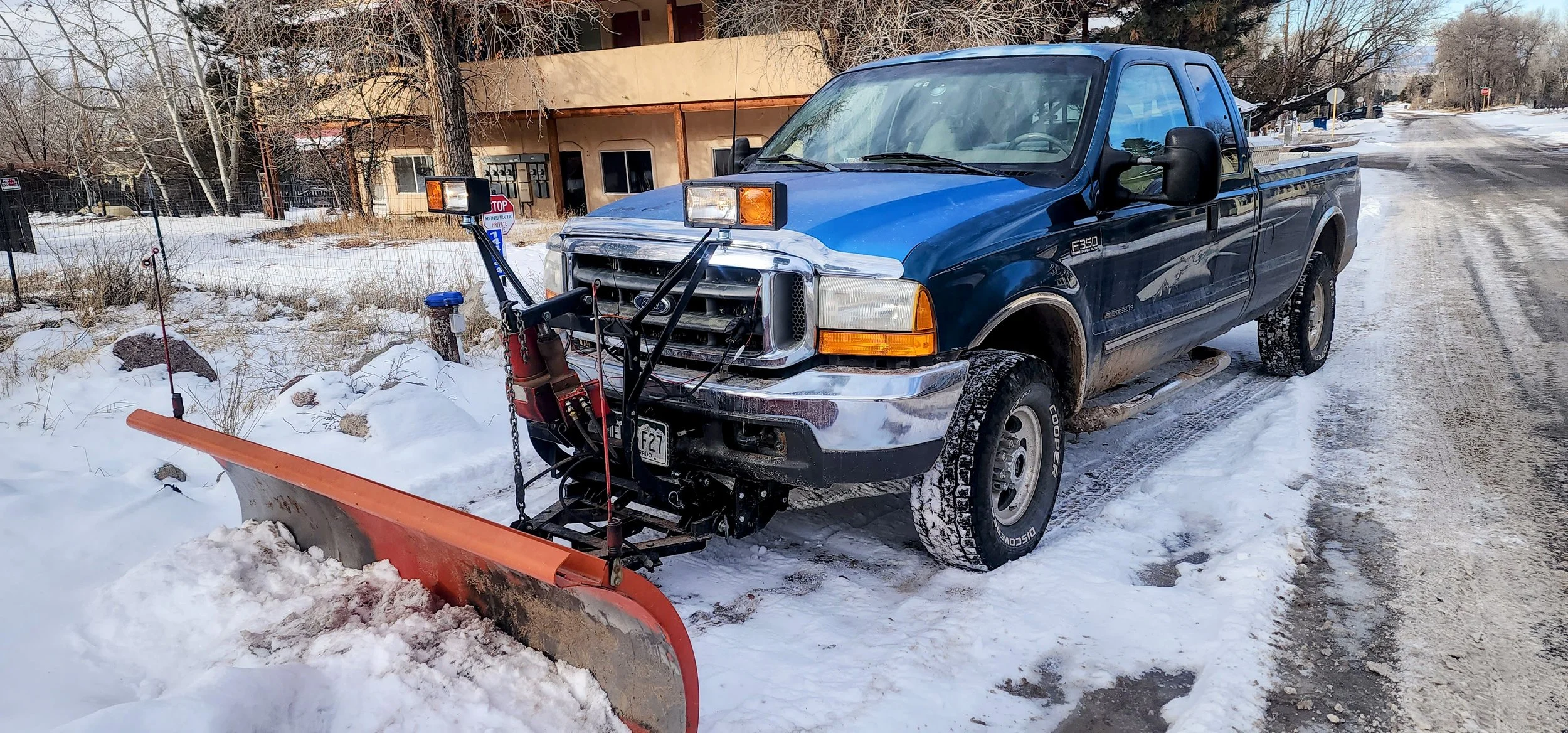 Commercial snow removal operations in Crestone, Colorado